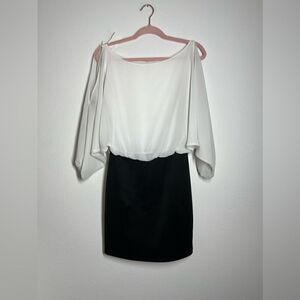 Babe Jacaranda Sheer Oversized White Top Black skirt Formal Dress Size M NWT